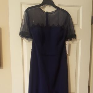 JS Collection Navy Hi-Low Illusion Gown Sz 12
